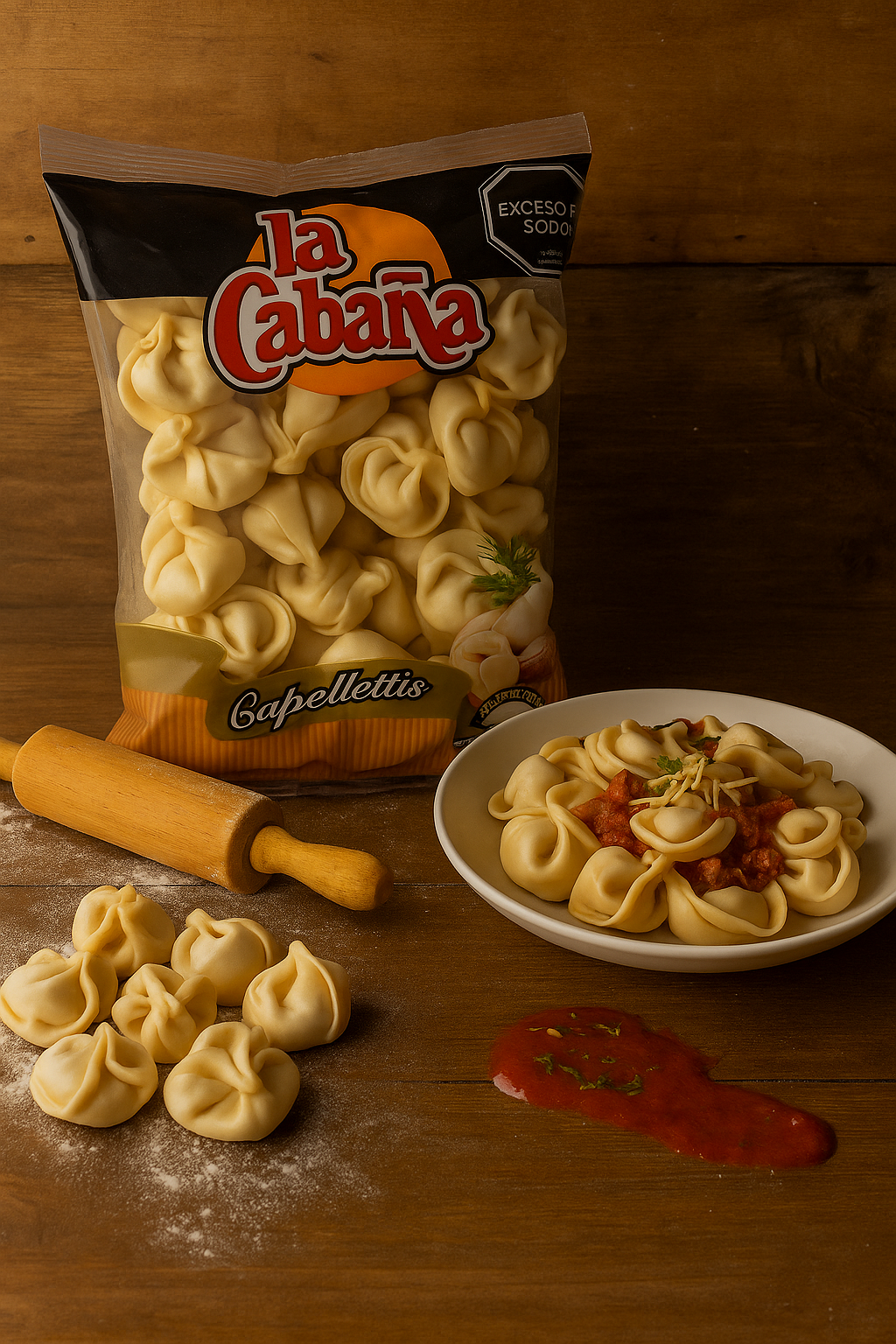 Capellettis muzzarella y jamón