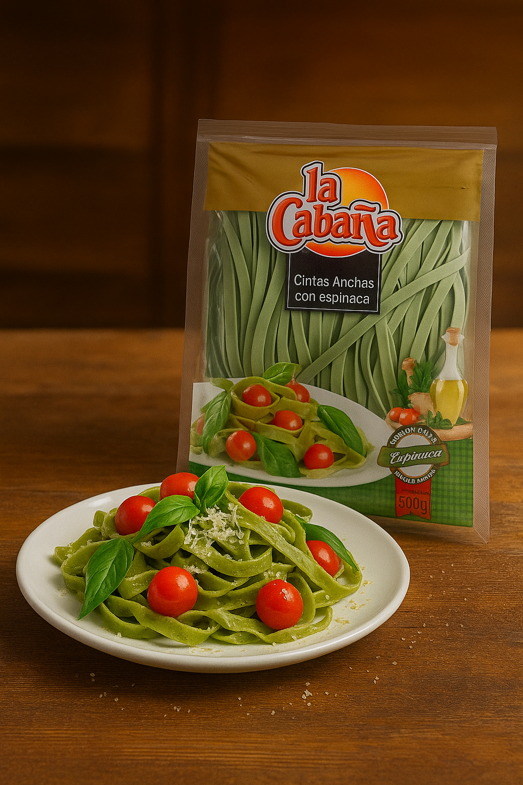 Cintas anchas con espinaca