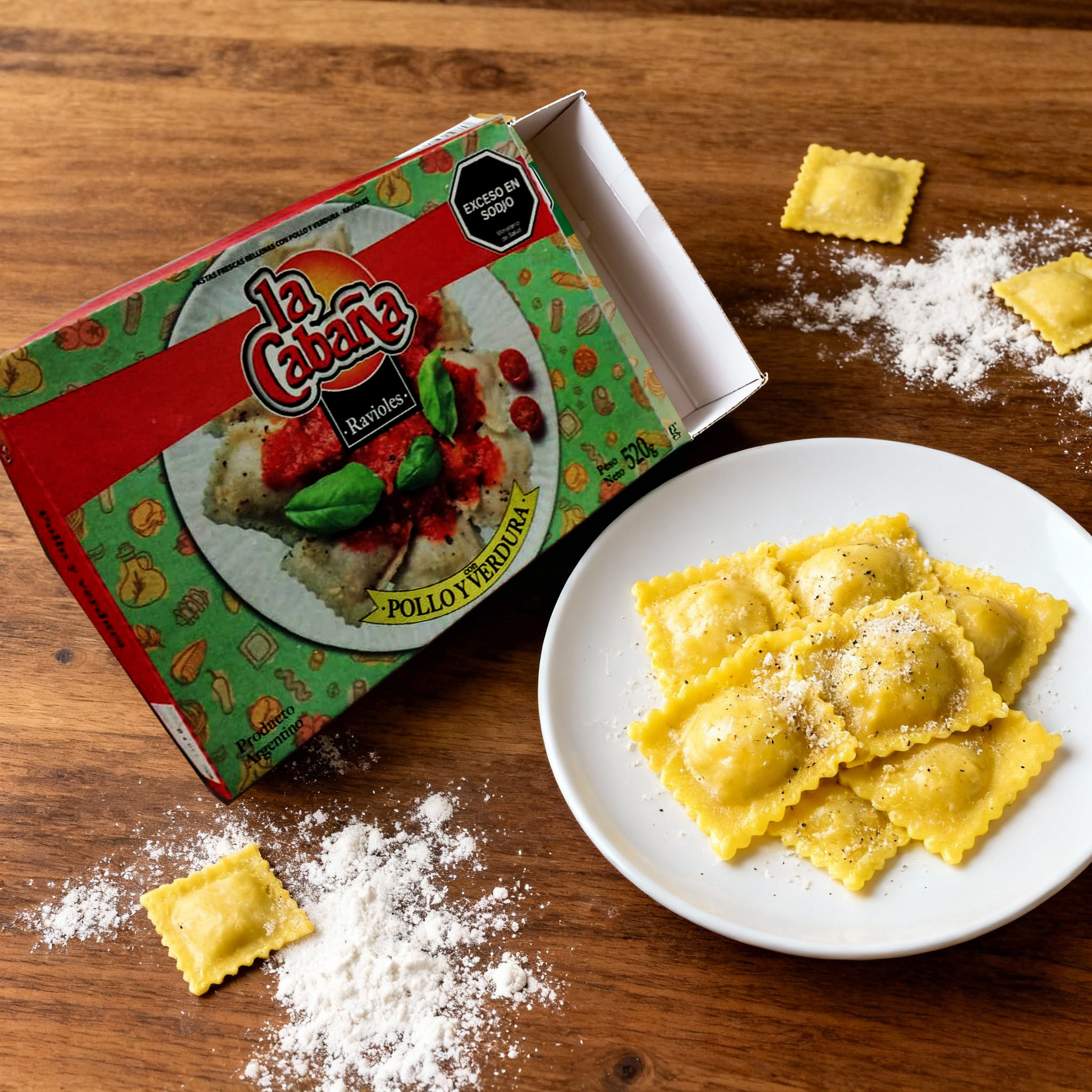 ravioles de pollo y verduras