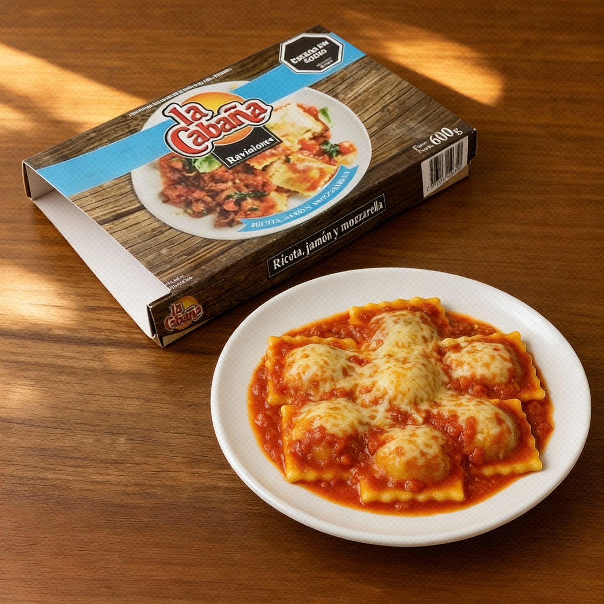 Raviolones de ricota, jamón y muzzarella