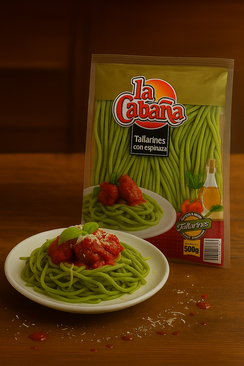 Tallarines con espinaca